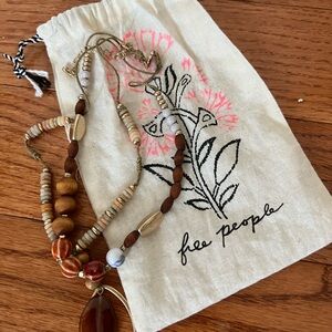 Free People Earthy Beaded Necklace with Pouch